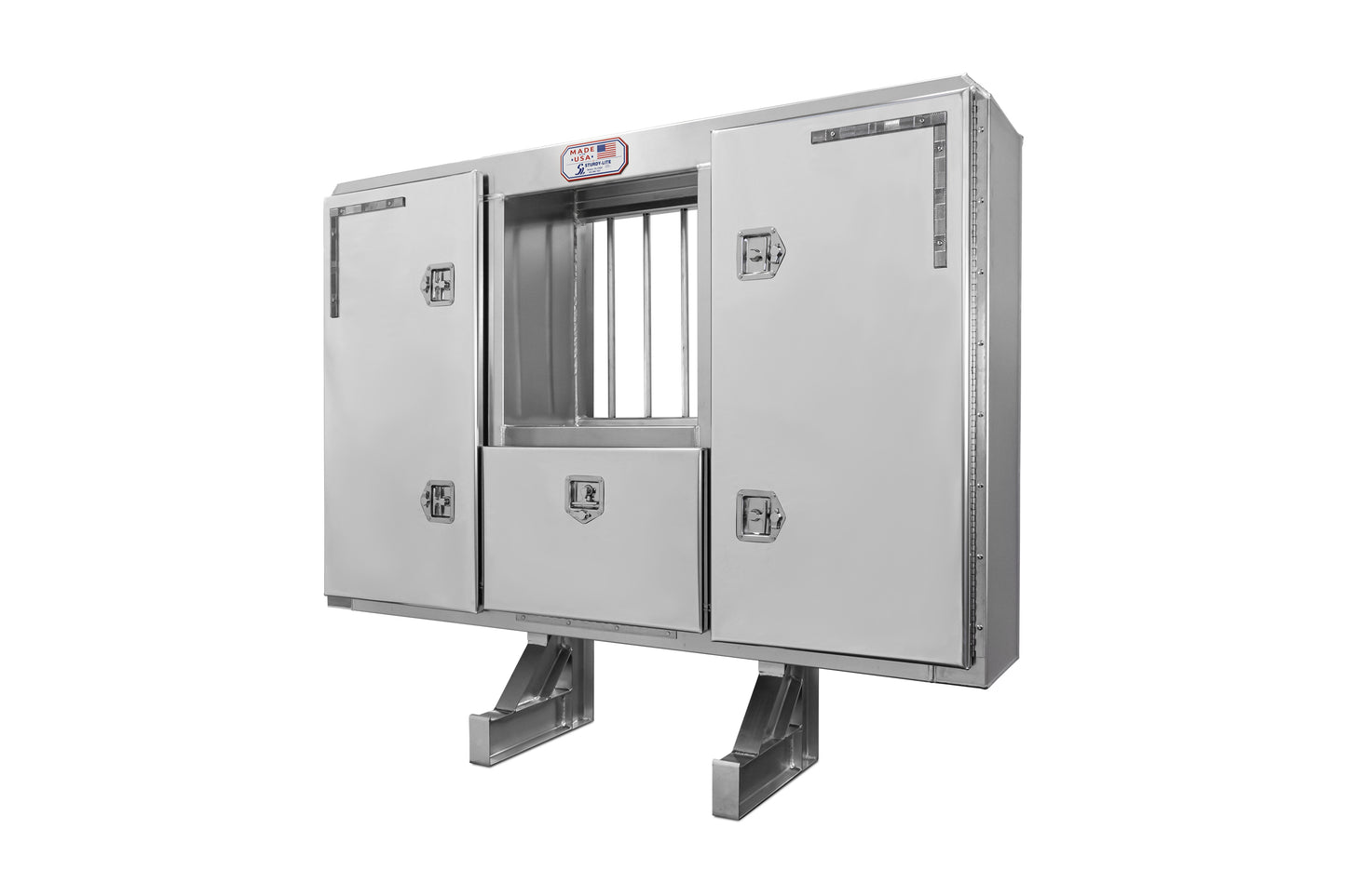 3-Door Split Vault With Bar Window and Box Under Window 68"H x 80"W