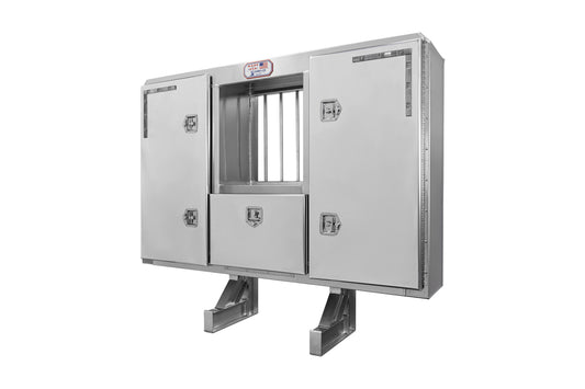 3-Door Split Vault With Bar Window and Box Under Window 68"H x 80"W